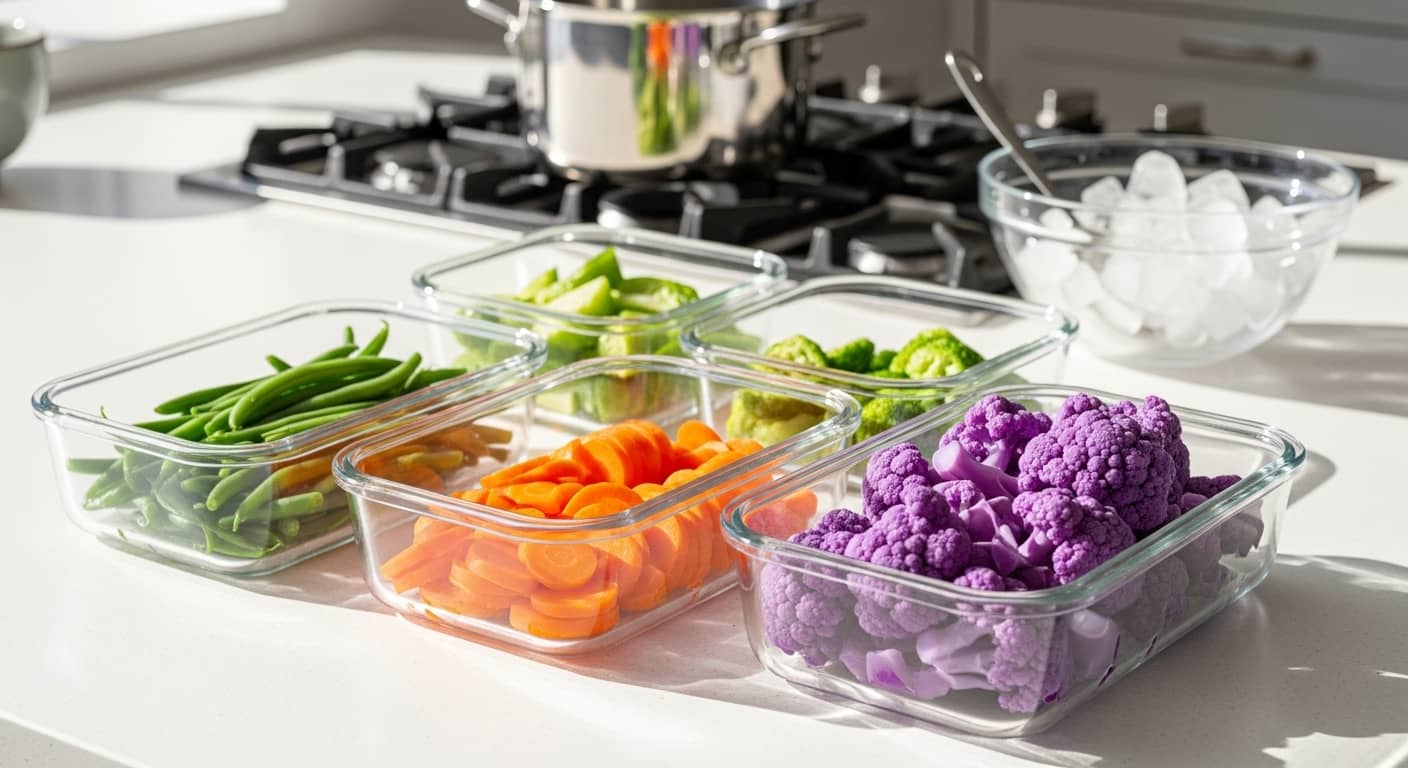 Legumes coloridos e crocantes: O guia do branqueamento para facilitar sua rotina