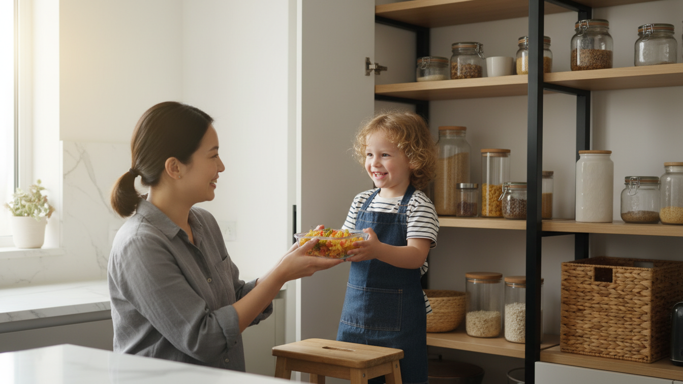 Criança na Cozinha: Como Transformar a Hora de Guardar os Alimentos em um Momento em Família