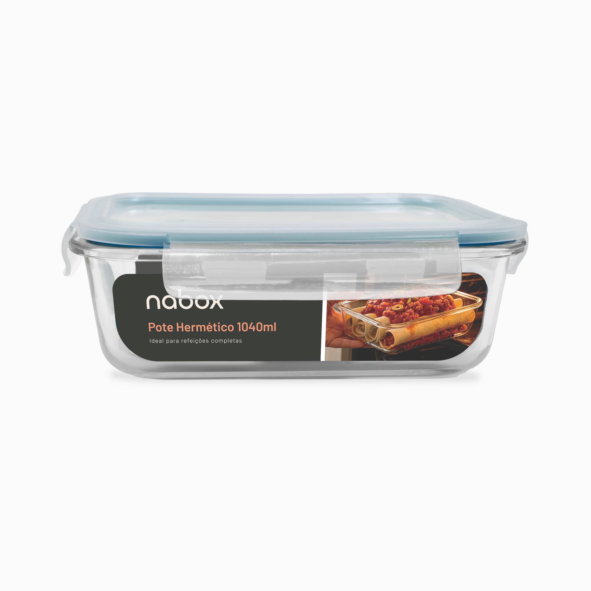 Pote de Vidro Retangular com Tampa Hermética 1040ml