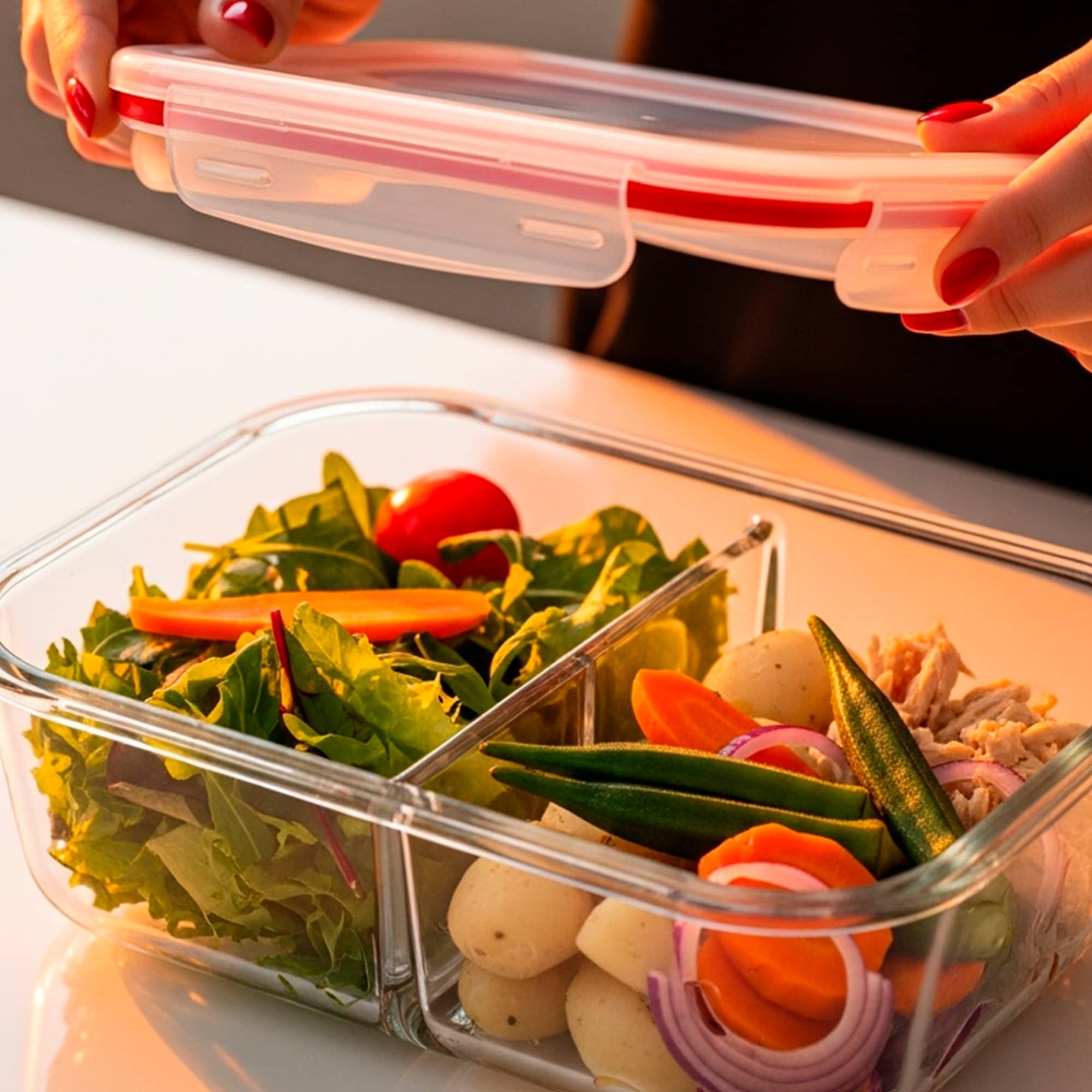 Pote Hermético 1040ml com Divisória Salada Nabox#cor_azul