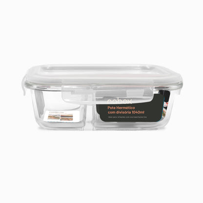 Pote Hermético 1040ml com Divisória Branco Nabox