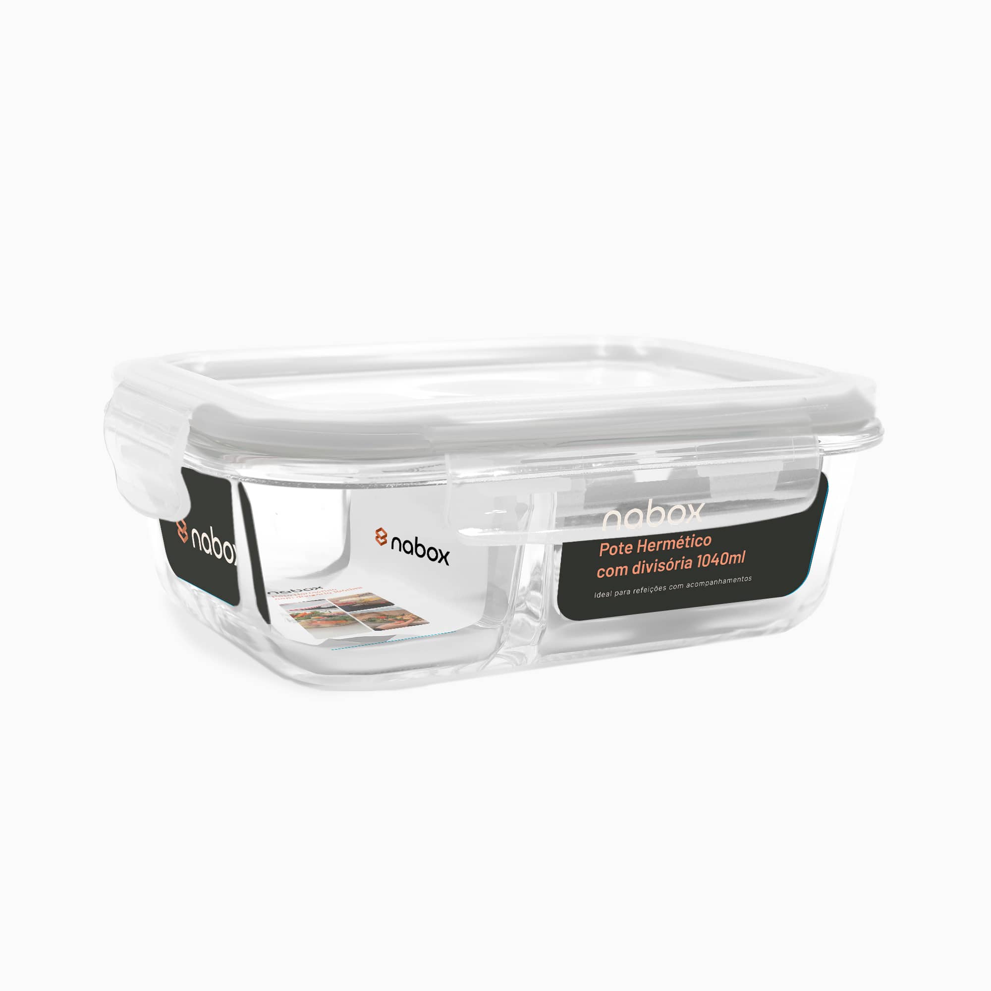 Pote Hermético 1040ml com Divisória Branco Nabox