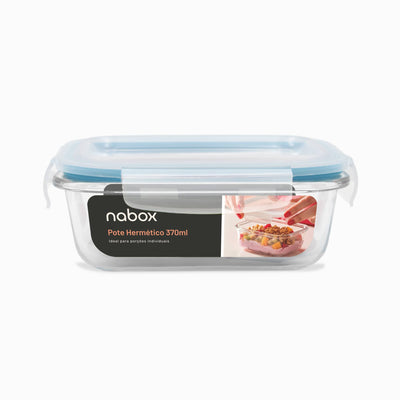 Pote de Vidro Retangular com Tampa Hermética 370ml