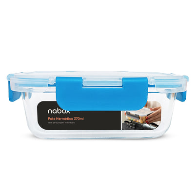 Potes de Vidro Retangular com Tampa Flexível 370ml